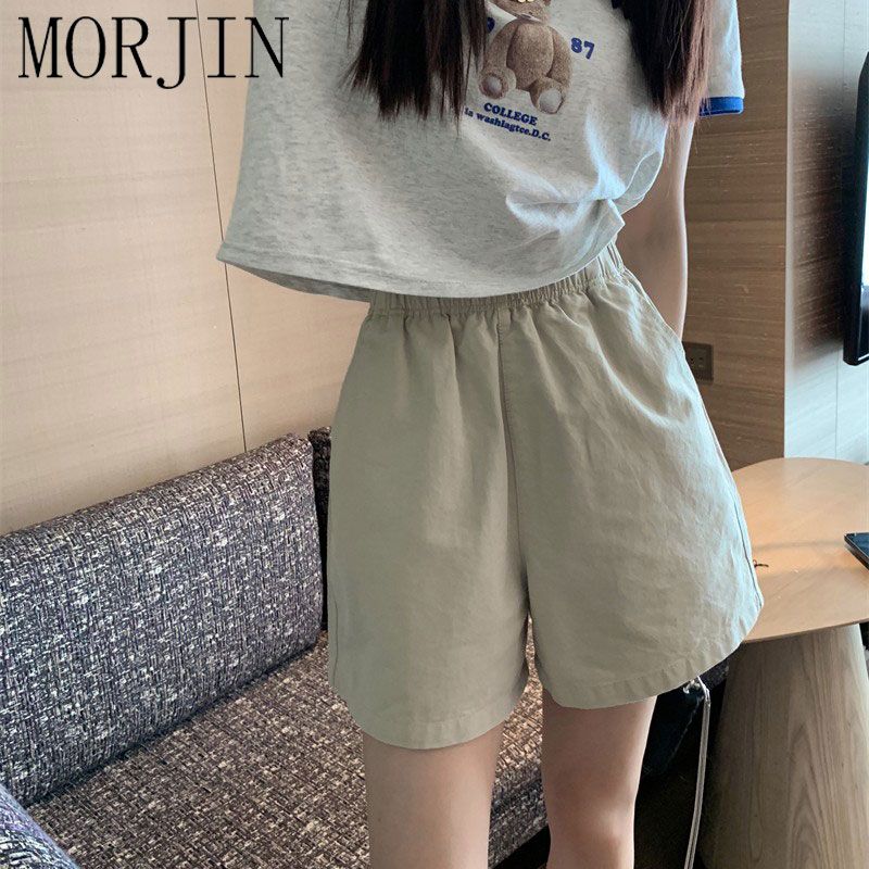 MORJIN Korean lazy all-match overalls shorts women's summer thin section Hong Kong style outerwear loose casual wide-leg five-point pants