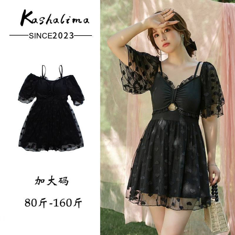 Sexy plus size swimsuit for fat women 200 pounds slimming and covering belly, conservative one-piece for hot spring 2023 new hot style