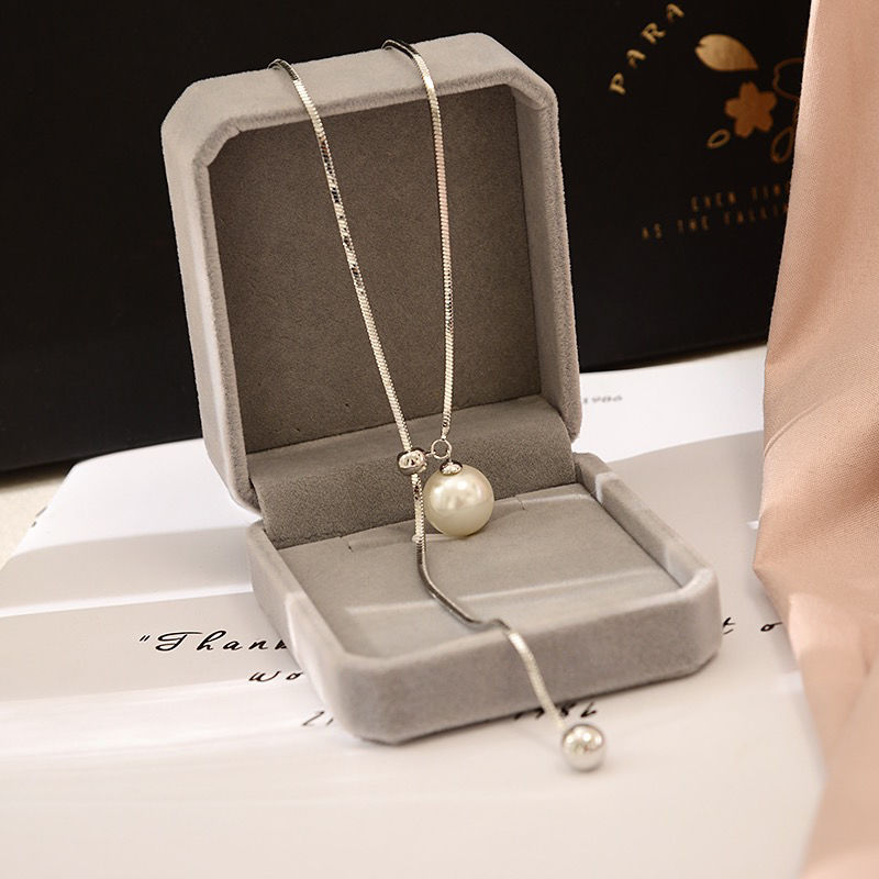 Hypoallergenic and non-fading, high-end, elegant and fashionable ins elegant pearl long necklace autumn and winter sweater chain pendant