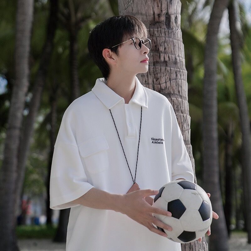 美式復古重磅短袖POLO衫男夏季潮牌寬鬆大碼翻領T恤男士保羅衫潮