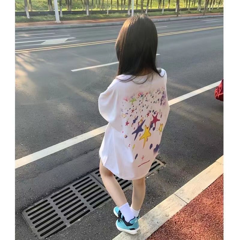 100%純棉美式高街星星短袖t恤女夏季新款寬鬆百搭半袖ins上衣服潮