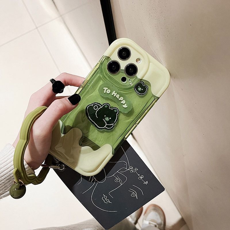 Matcha Green Lie Lie Bear is suitable for Apple 14Promax mobile phone case Apple iPhone13 female model 12/11 soft x