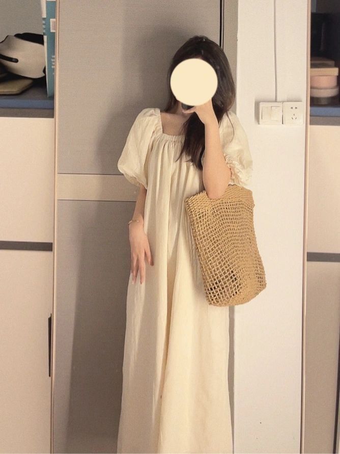 French Square Neck Puff Sleeve Dress Pajamas Women Summer Gentle Loose Thin Short Sleeve White Dress Nightdress Summer