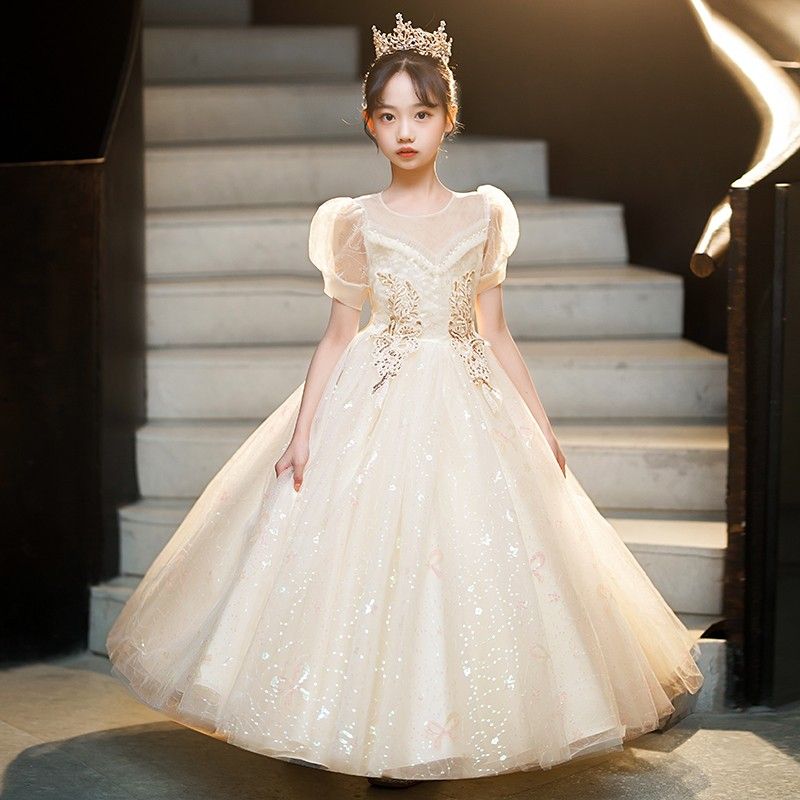 女童禮服花童婚禮小女孩婚紗鋼琴演奏演出服兒童高端主持人公主裙