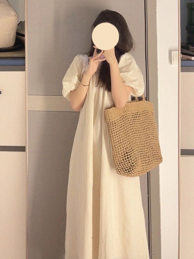 French Square Neck Puff Sleeve Dress Pajamas Women Summer Gentle Loose Thin Short Sleeve White Dress Nightdress Summer