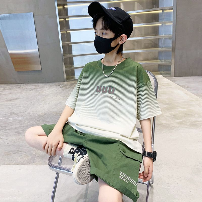 男童夏季短袖套裝2023新款中大兒童帥氣男孩夏裝時髦韓版兩件套潮