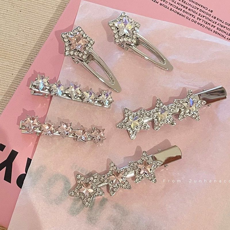 Ins wind flash diamond y2k sparkling hair clip five-pointed star side clip duckbill clip bangs clip sweet cool girl hair accessories new