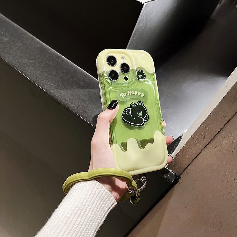 Matcha Green Lie Lie Bear is suitable for Apple 14Promax mobile phone case Apple iPhone13 female model 12/11 soft x