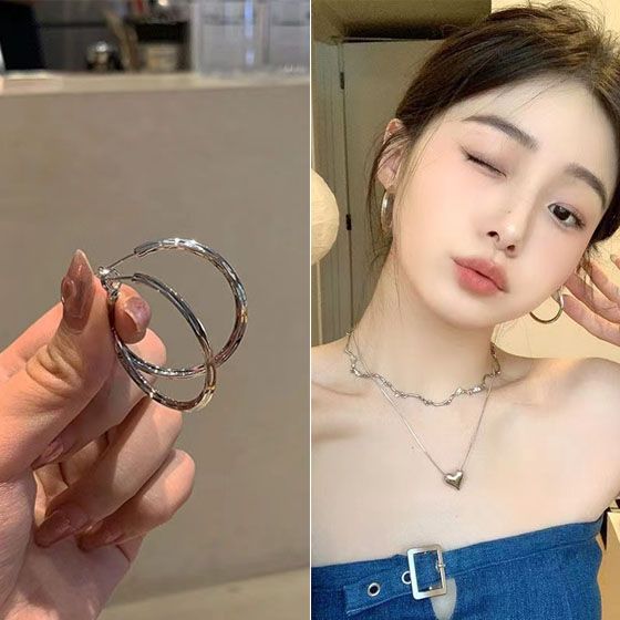辣妹耳圈女輕奢小眾設計感高級冷性風耳釘耳環2023年新款夏季耳飾