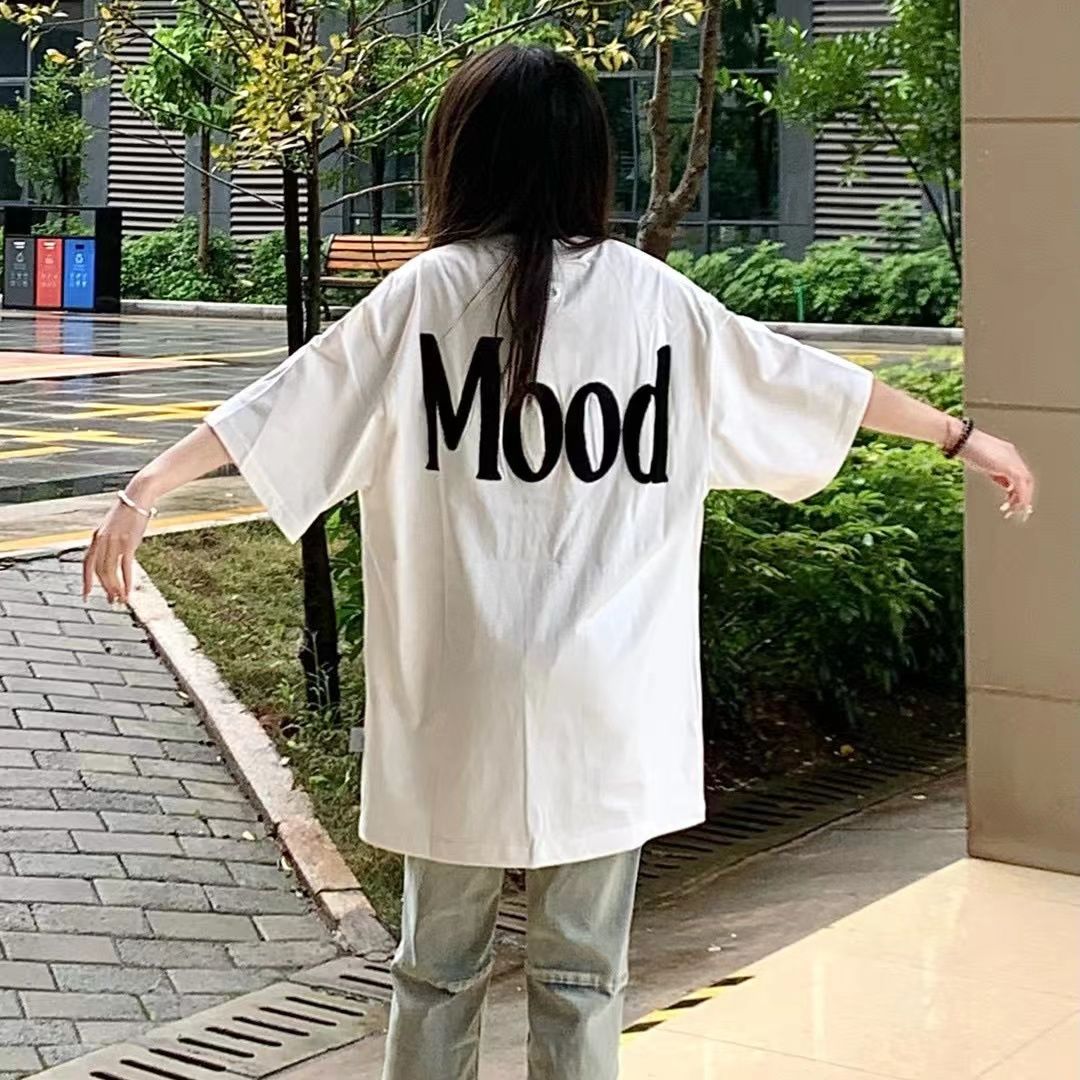 100%純棉2023夏季新款小眾ins韓版字母印花短袖t恤女學生半袖上衣