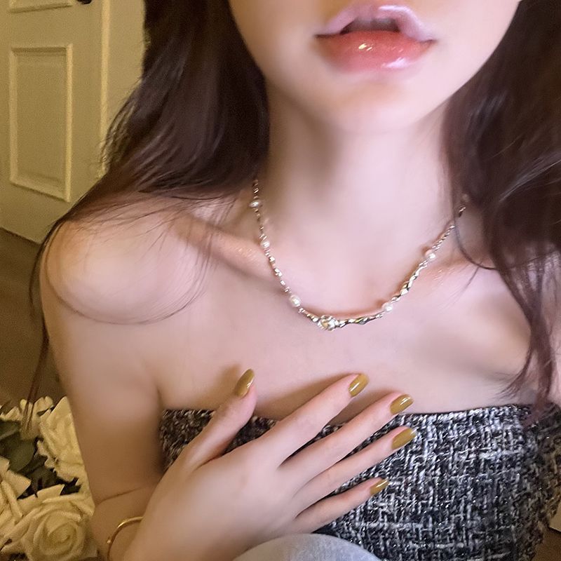 珠珠項鍊純欲辣妹珍珠鋯石氣質鎖骨鏈女生高級感輕奢小眾頸鏈2023