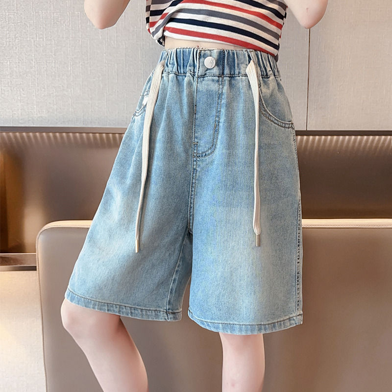 Girls' shorts in summer, thin section, big children's five-point pants, summer jeans, summer clothes, net red fried street children's pants