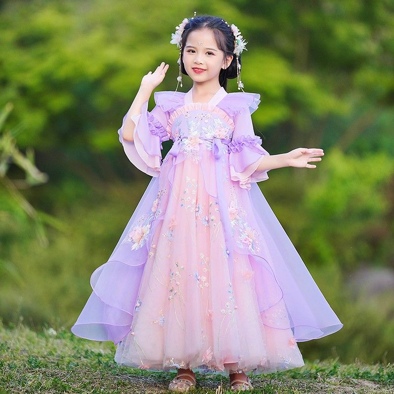 兒童夏季新款中國風古裝漢服襦裙連衣裙女童夏裝超仙女孩古風裙子