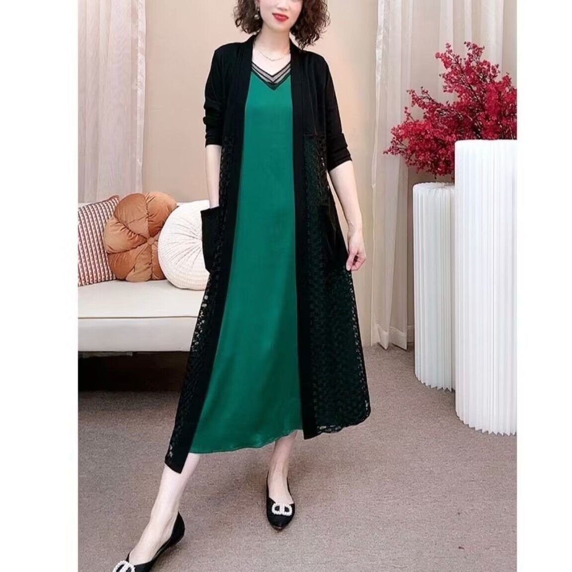 Summer cardigan, sun protection clothing, thin section, fashionable, all-match, thin, age-reducing, smock, long shawl, middle-aged women's coat