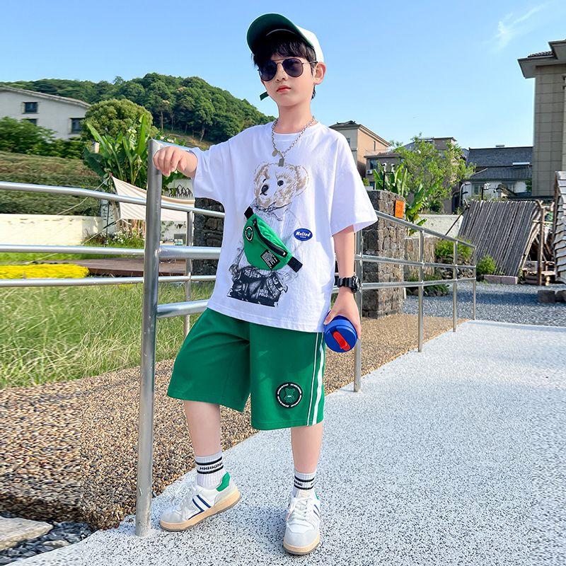 男童夏裝套裝2023新款男孩中大兒童夏季短袖酷帥氣時髦網紅韓版潮