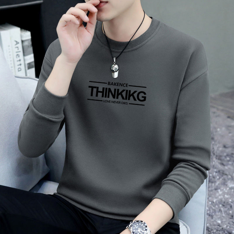 Casual round neck sweatshirt, high-end t-shirt for men,  autumn and winter new hooded pullover t-shirt, versatile top, bottoming shirt