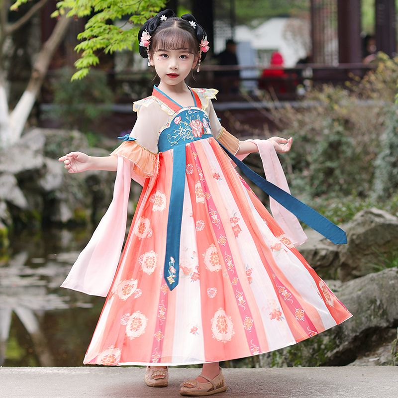 女童漢服中國風古風超仙夏裝連衣裙女孩2023新款裙子兒童古裝夏季