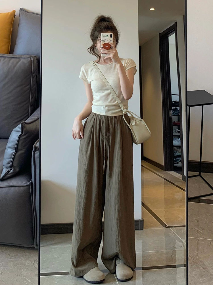 Spice girl front shoulder short-sleeved t-shirt women's summer 2023 new design sense niche inner build slim slim short top