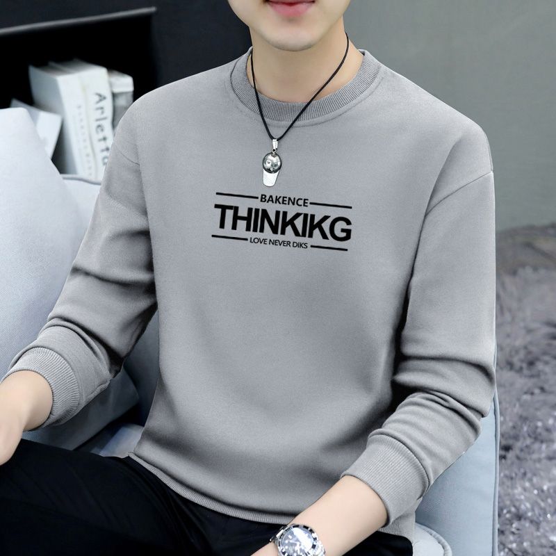 Casual round neck sweatshirt, high-end t-shirt for men,  autumn and winter new hooded pullover t-shirt, versatile top, bottoming shirt