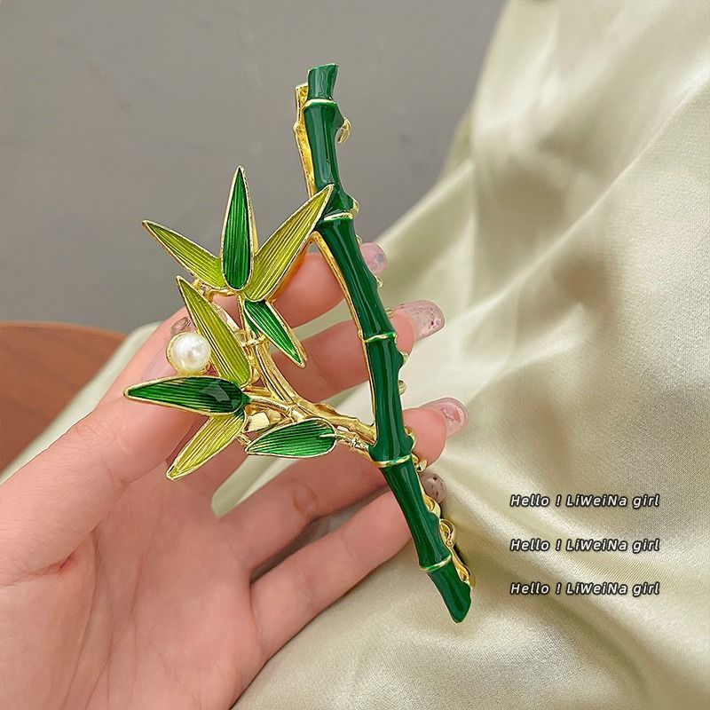 新中式古風竹子髮夾女夏後腦勺盤發抓夾鯊魚夾子氣質大號頭飾發卡
