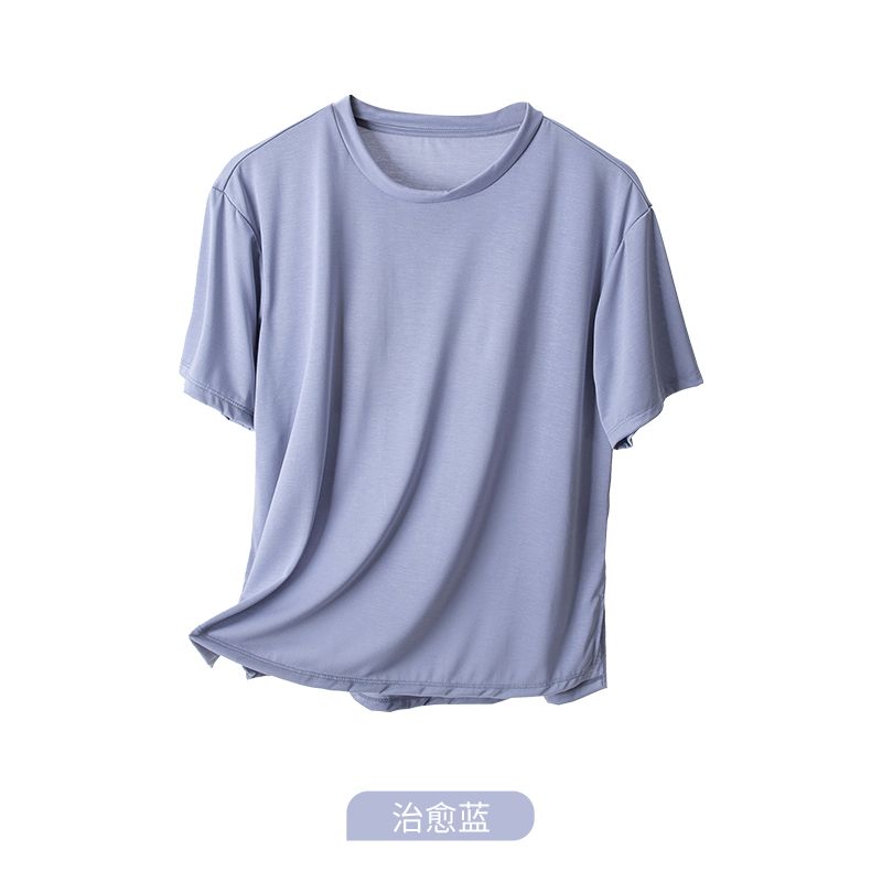 Modal pajamas with chest pad women's short-sleeved tops without bras and cups all-in-one summer outerwear thin tops