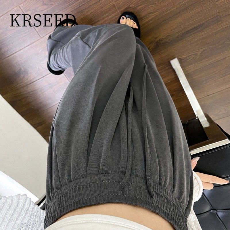 KRSEED銅氨冰絲闊腿褲女夏季薄款寬鬆垂感休閒涼涼褲拖地防曬長褲