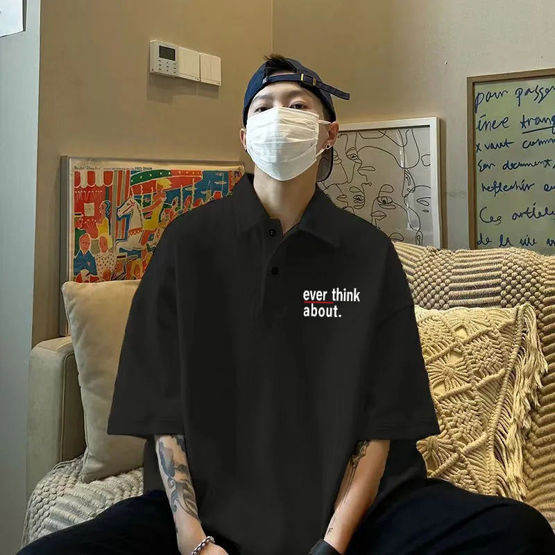 polo衫純棉男ins潮牌短袖T恤寬鬆洋氣港風百搭半袖夏季裝小眾衣服