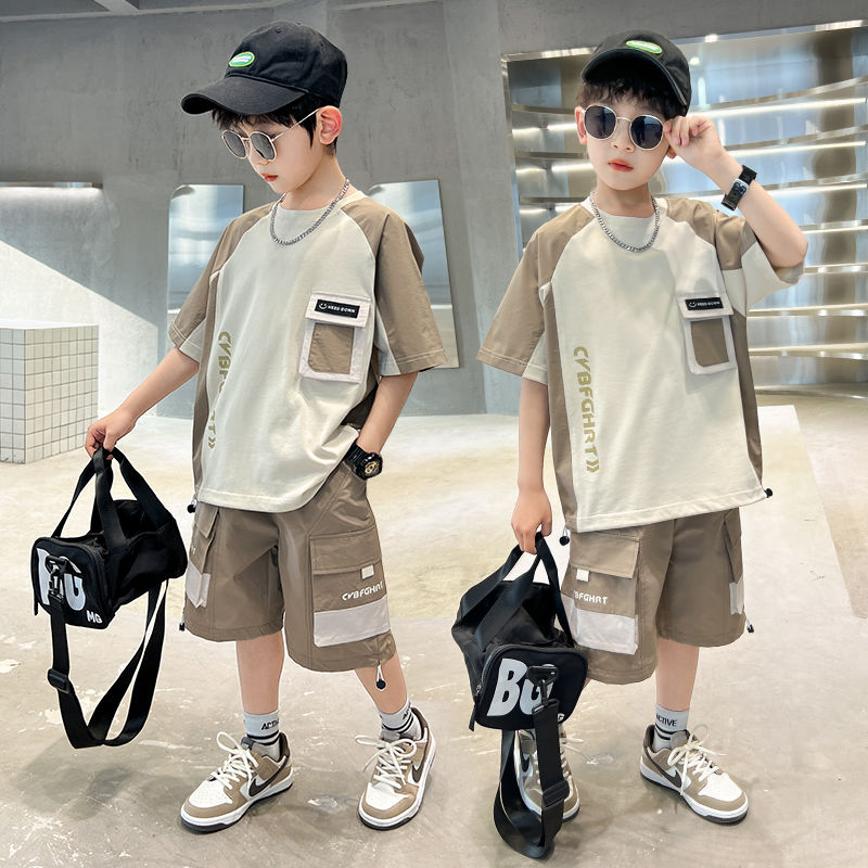 男童夏装套装新款男孩中大儿童夏季短袖酷帅气时髦网红韩版潮
