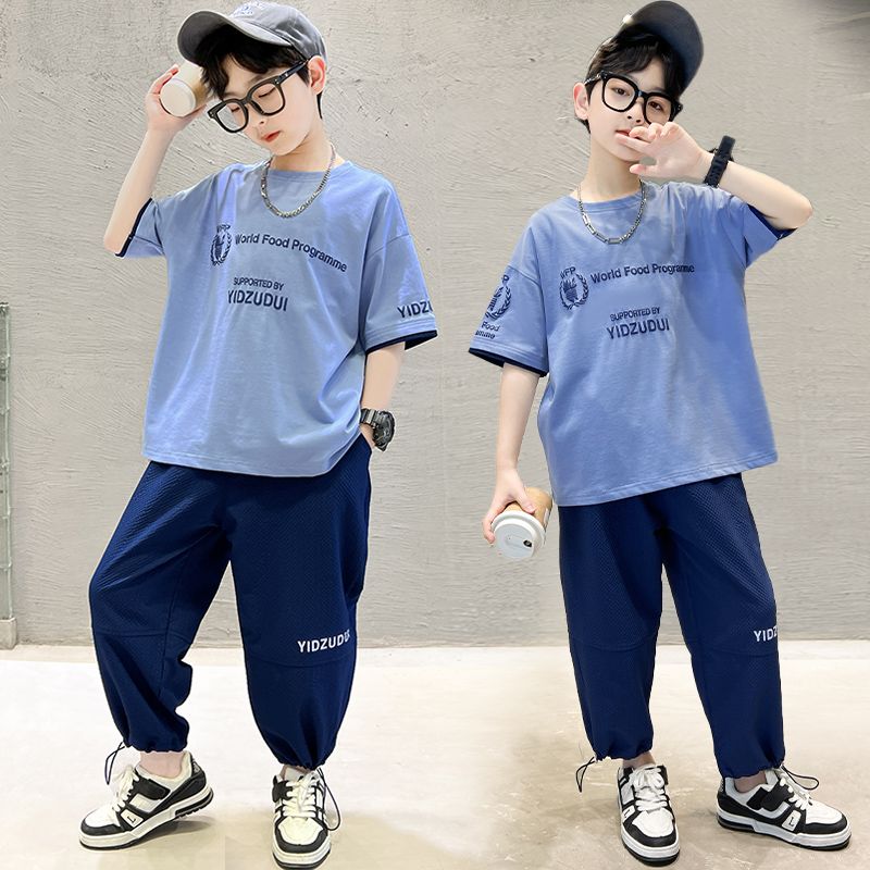 男童夏装套装新款男孩中大儿童夏季短袖酷帅气时髦网红韩版潮