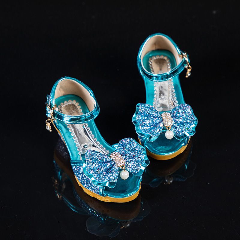 儿童鞋子女童凉鞋2023夏季新款水晶高跟公主鞋