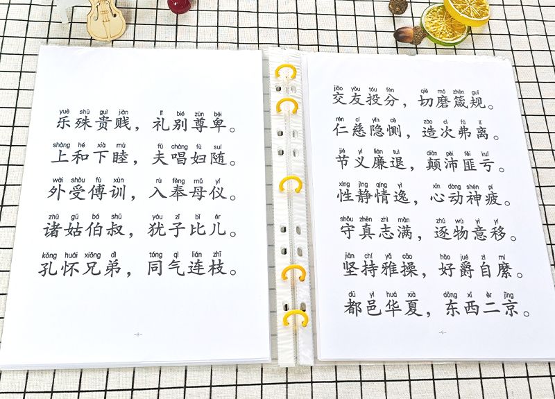 千字文百家姓晨读诵读大字注音版早教启蒙幼儿国学朗诵闪卡a4全文