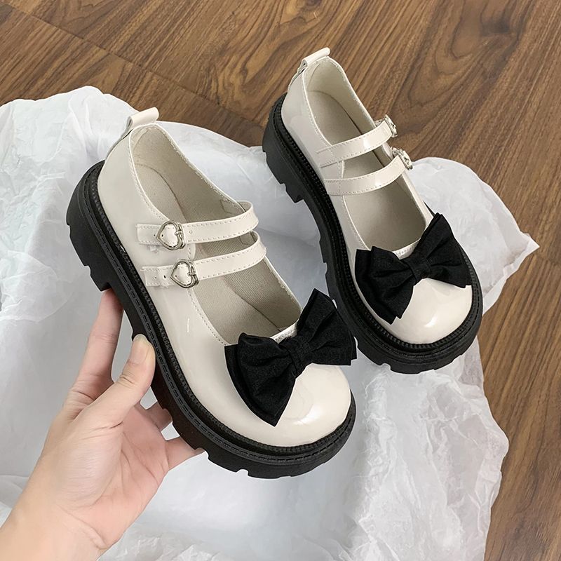 洛麗塔英倫風小皮鞋女時尚日系女jk2023春新款厚底大頭蝴蝶結單鞋