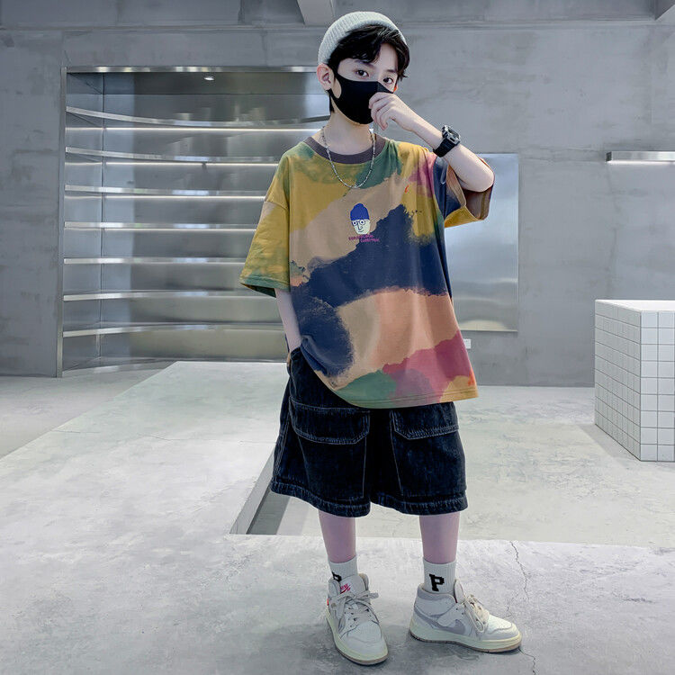 童裝男童夏裝套裝2023年新款韓版中大兒童男孩運動洋氣網紅潮衣服