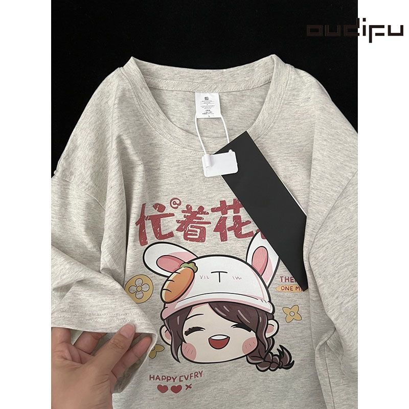 OUDIFUC重磅240克純棉短袖T恤女2023年夏季寬鬆小眾潮牌情侶上衣