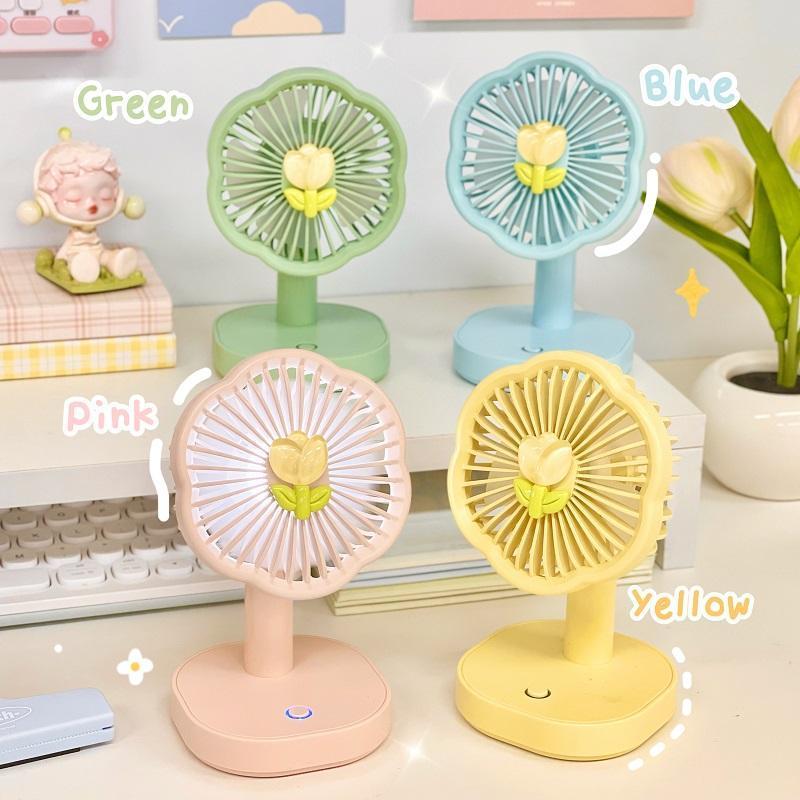 Night light fan table desktop small fan student dormitory silent cute flower electric fan electric fan for women