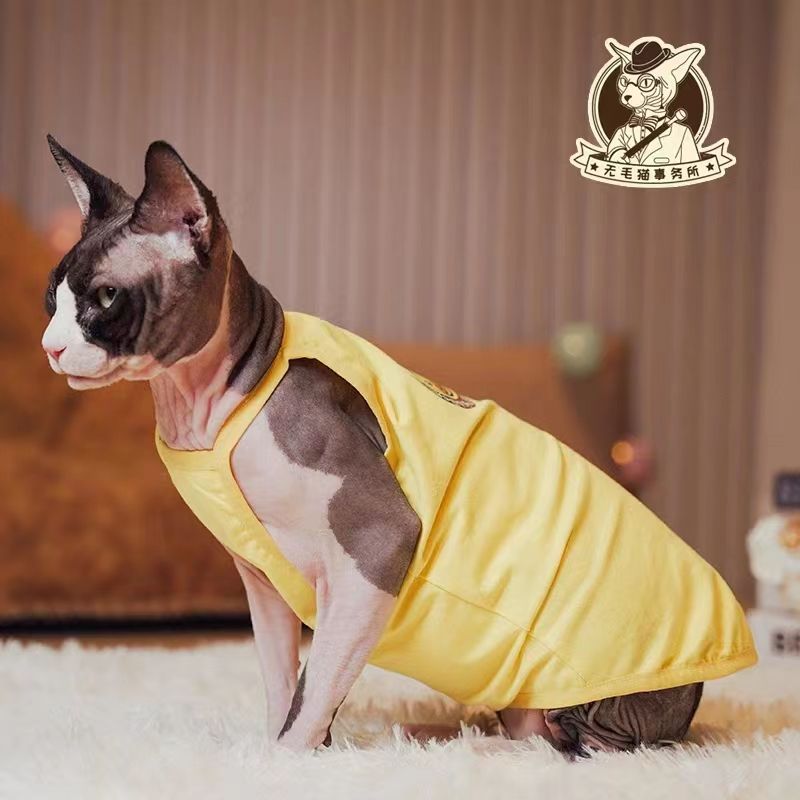 年夏季薄款纯棉无毛猫背心吊带德文宠物猫咪高弹舒适空调衣服