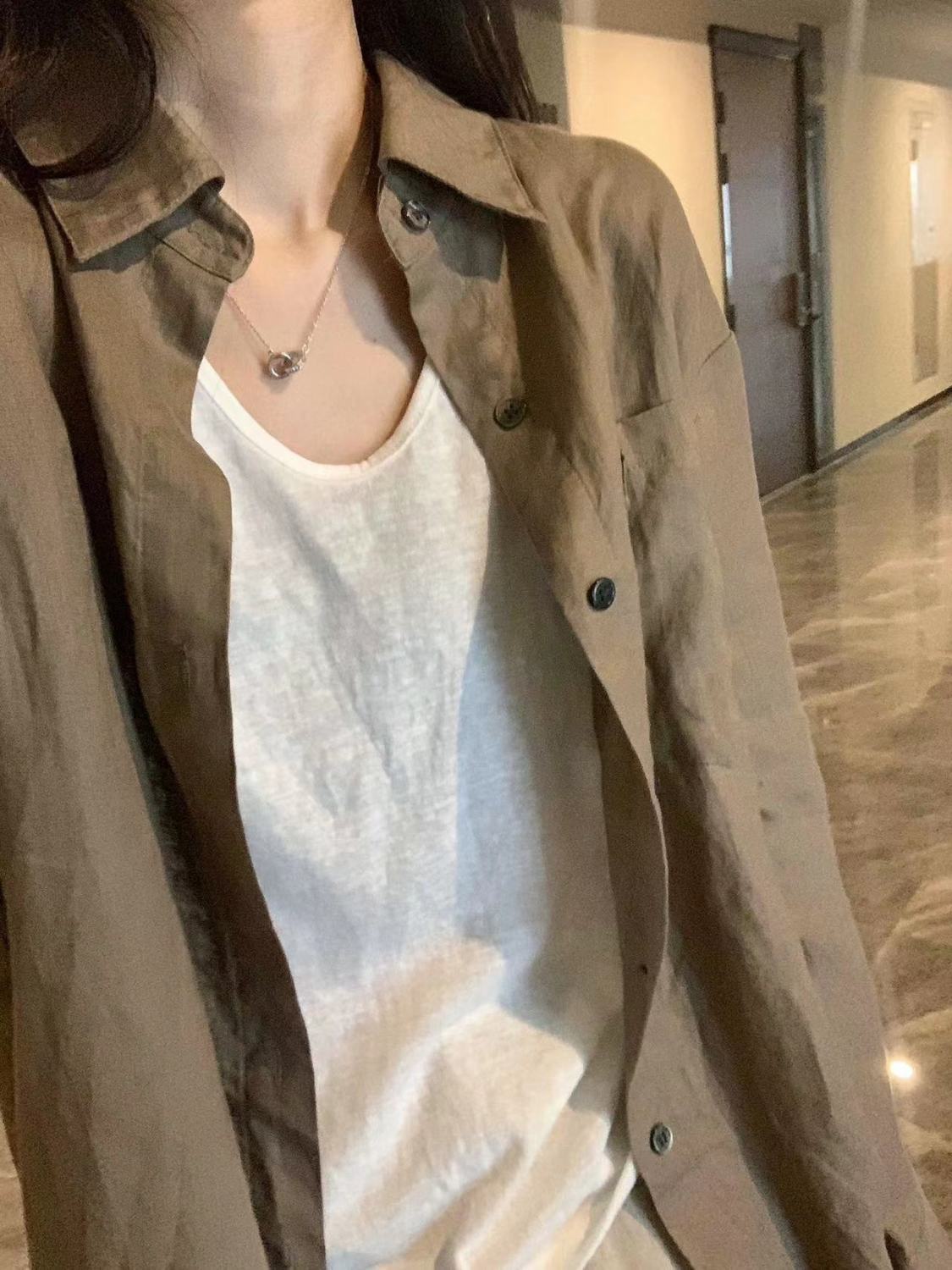 多巴胺女孩穿搭古着vintage襯衫防曬衣女外穿寬鬆百搭襯衣薄開衫