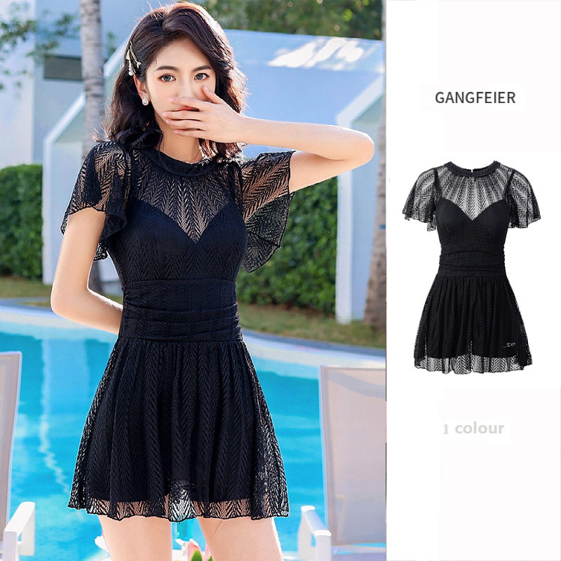 Super Fairy Swimsuit Women's One-piece 2023 New Conservative Large Size Skirt Covering Belly, Looking Slim, Sexy and Fashionable Hot Spring Wear