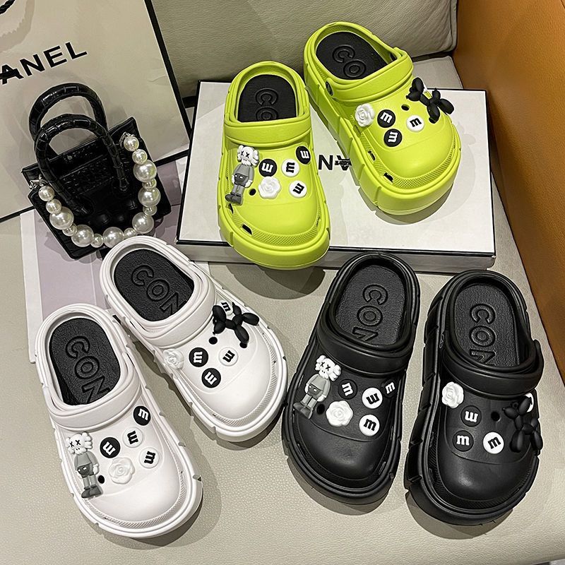High-looking Croc Shoes Women's Summer Ins Outerwear Fashionable and Versatile Non-Slip Anti-odor Increased Thick-soled Baotou Sandals