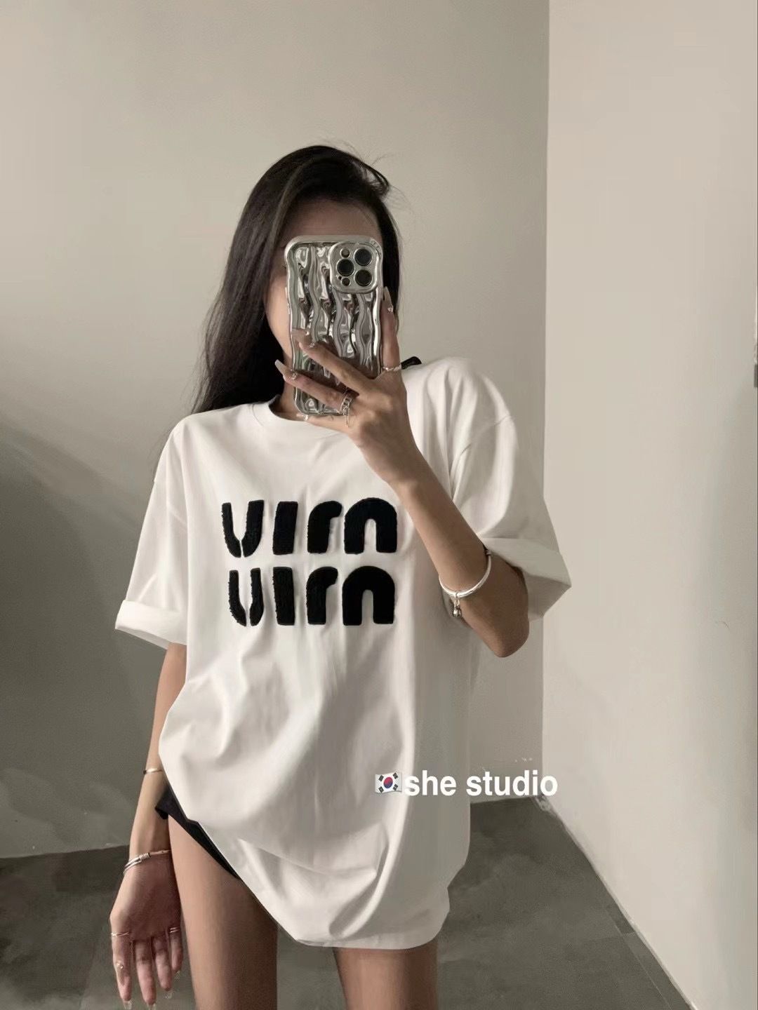 2023 Summer New Korean Style Fashion Design Loose Versatile Round Neck Top + Spice Girl High Waist Shorts Suit Female