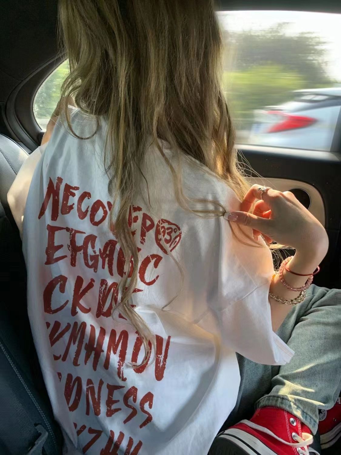 100%國潮牌美式復古高街字母印花純棉短袖t恤女夏季新款寬鬆上衣