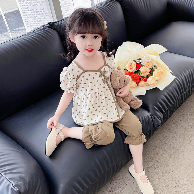 女童夏裝套裝2023新款洋氣時髦小童網紅夏款女寶寶兒童裝夏天衣服