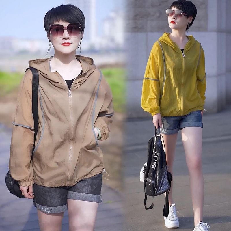 Lanhai Yinuo Hooded Loose Explosive Sunscreen Coat Women's 2023 Summer New Slim Thin Sunscreen Clothes Trend