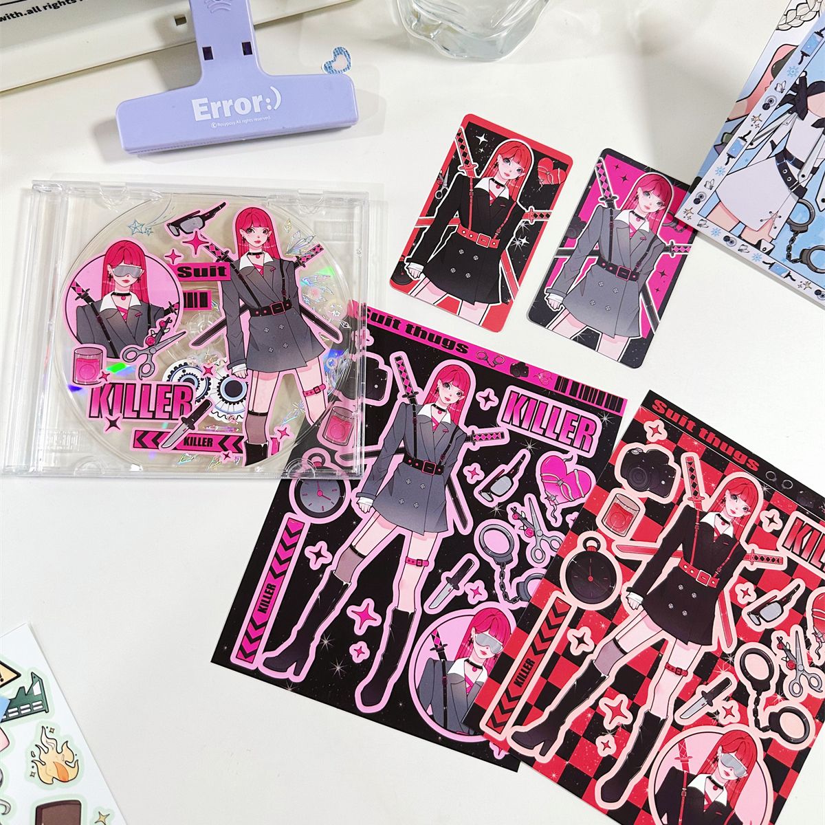 六张入~国产原创HERO海莉少女人物咕卡贴纸咕本甜酷风手账贴画