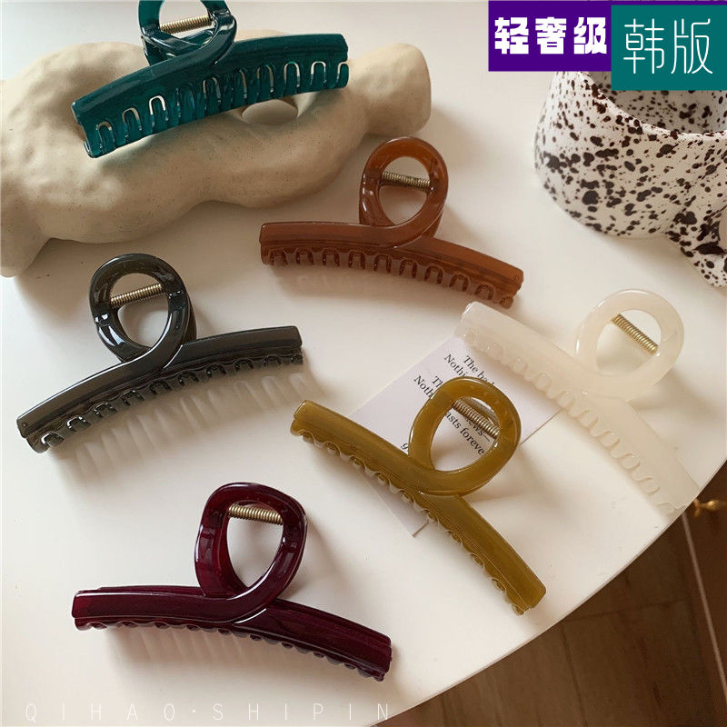 高端定製鯊魚夾後腦勺抓夾大號優雅高級感發量多盤發輕奢韓版頭飾