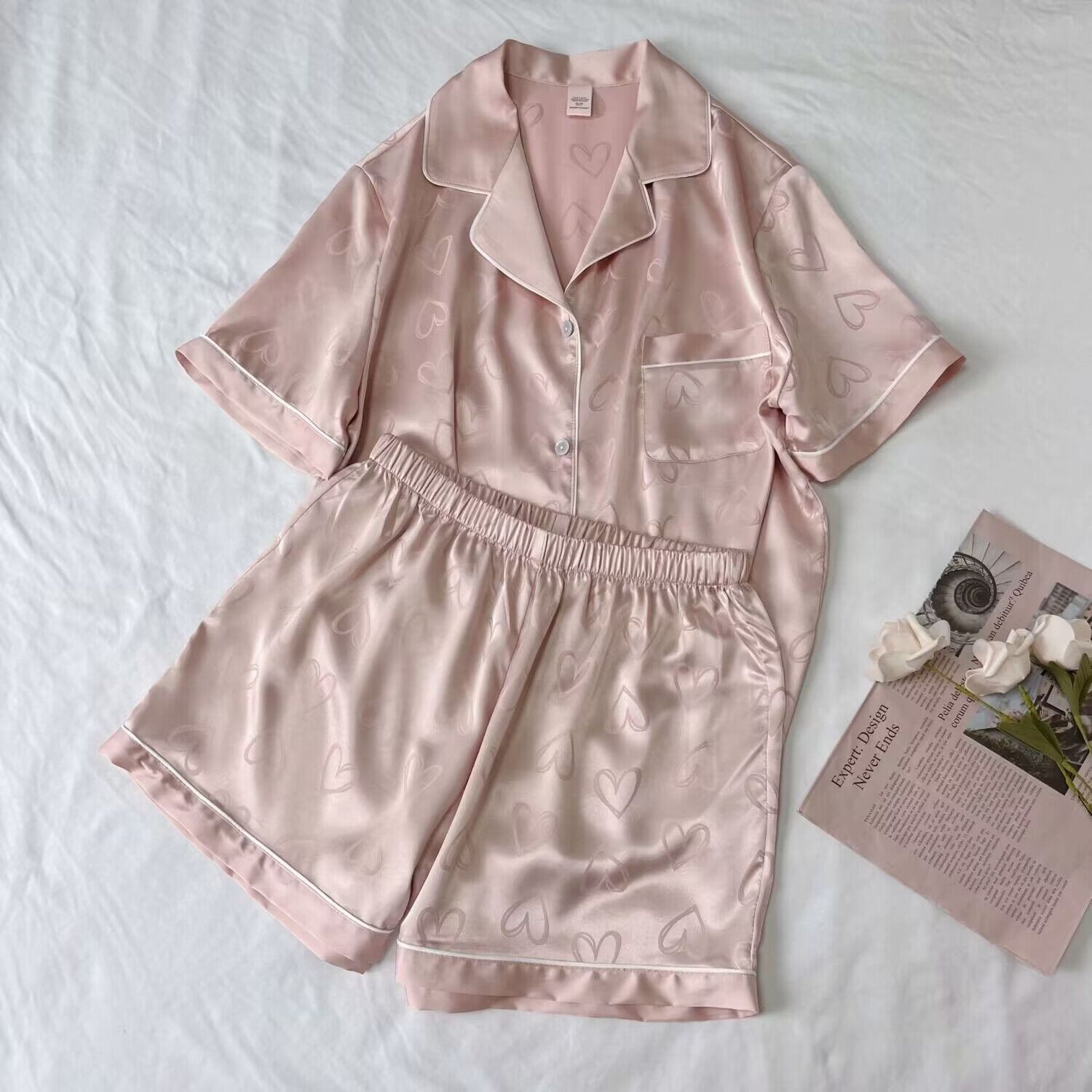 Pajamas for women summer ice silk shorts new silk suit dormitory hot style high-end ins style cute home clothes