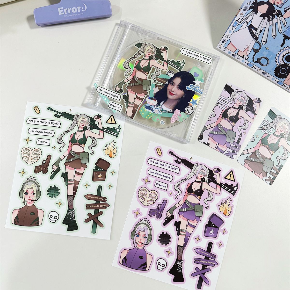 六张入~国产原创HERO海莉少女人物咕卡贴纸咕本甜酷风手账贴画