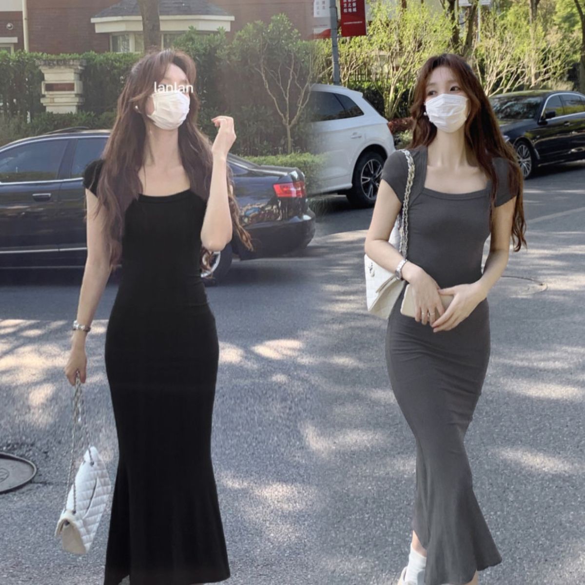 純欲風辣妹連衣裙女夏季2023新款高級感修身收腰魚尾裙子包臀長裙
