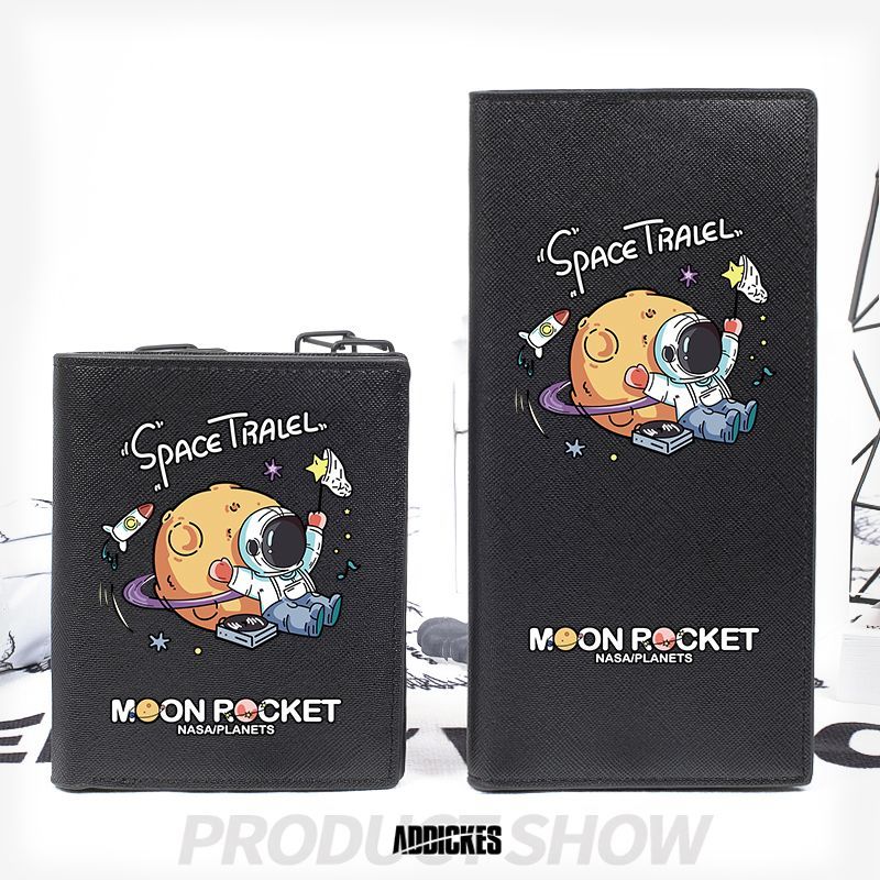 NASA co-branded cute cartoon astronaut wallet short style student teenagers personalized trendy brand Korean version wallet for men and women