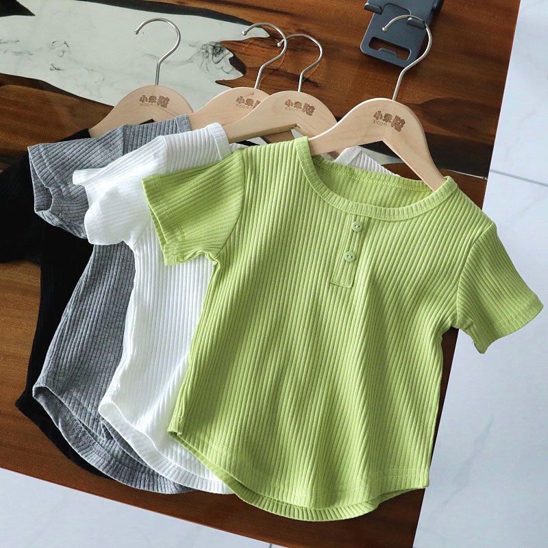  new children's clothing baby girl T-shirt short-sleeved children's bottoming shirt children's summer clothing versatile tops summer